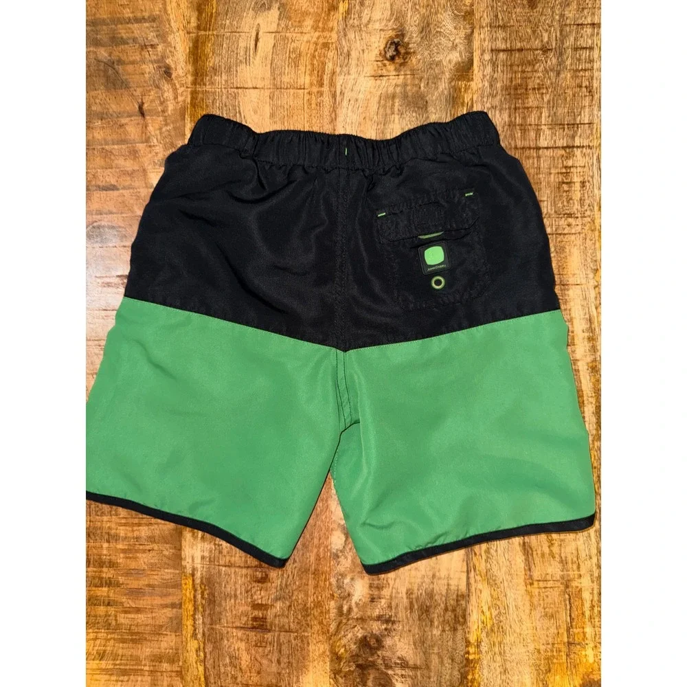 John Deere Boys Green Black Swim Trunks Board Shorts Mesh Lined Kids